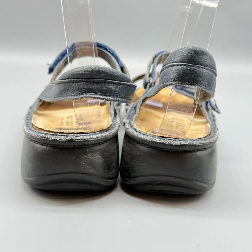 Naot Papaya Women's 9.5 Navy Leather Strappy Sandals Wedge Classic Comfort